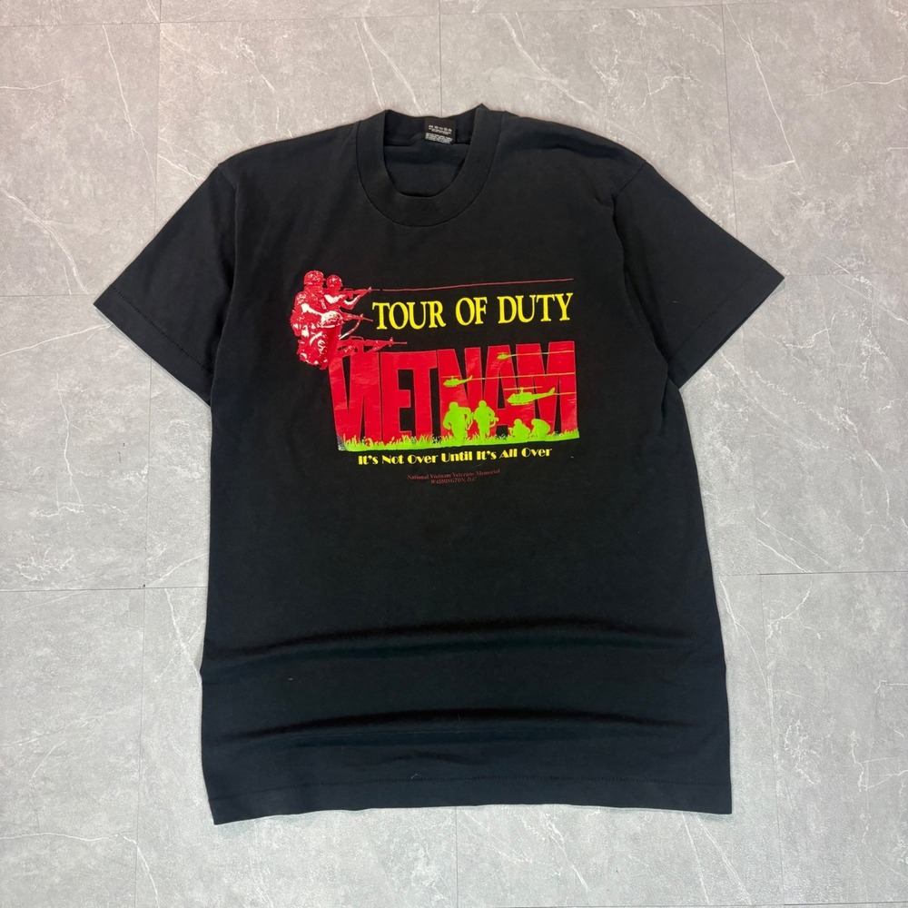 Vintage Screen Stars Best Vietnam Tour of Duty T-Shirt Black Mens Large USA Made